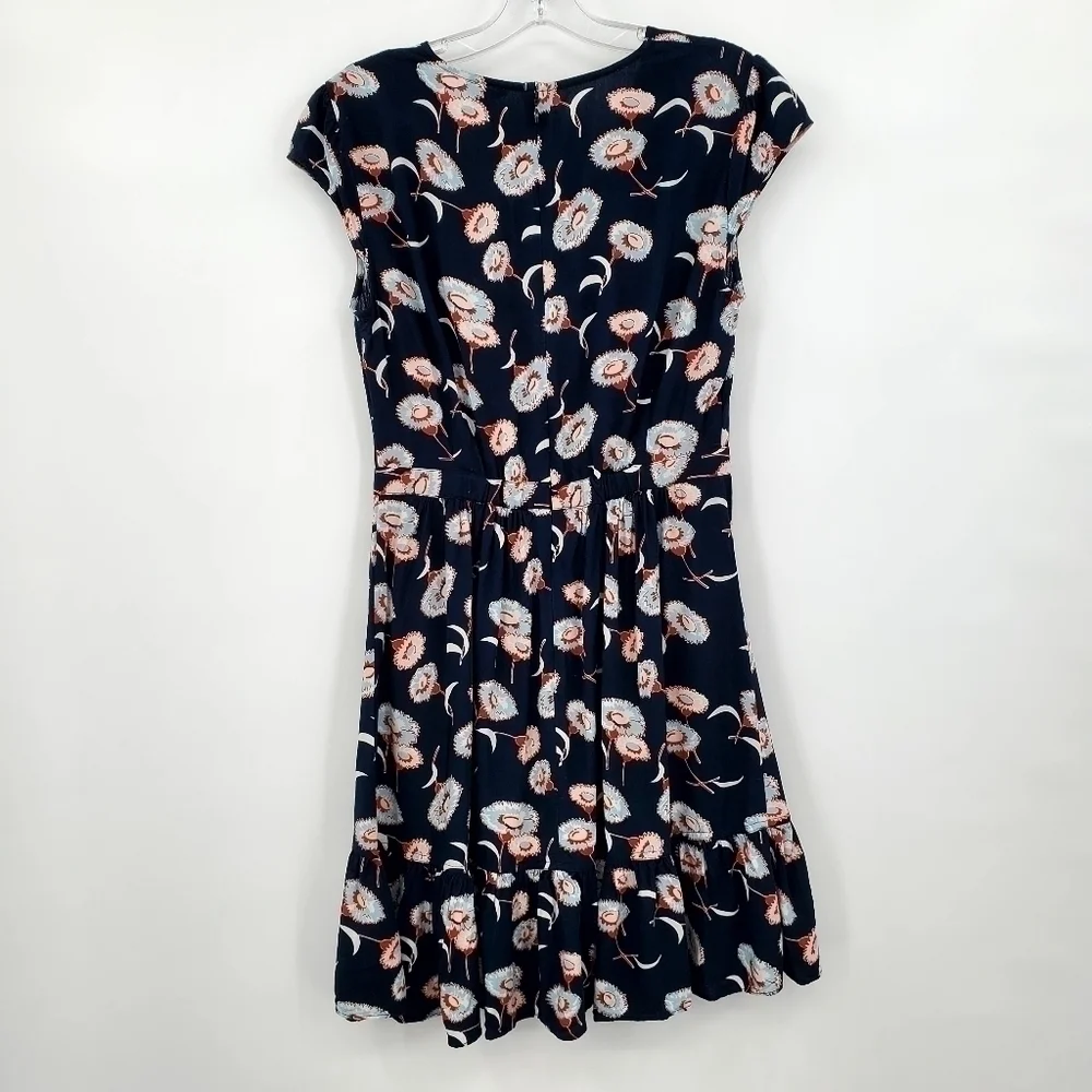 J. Crew Navy Floral Faux Wrap Mini Dress